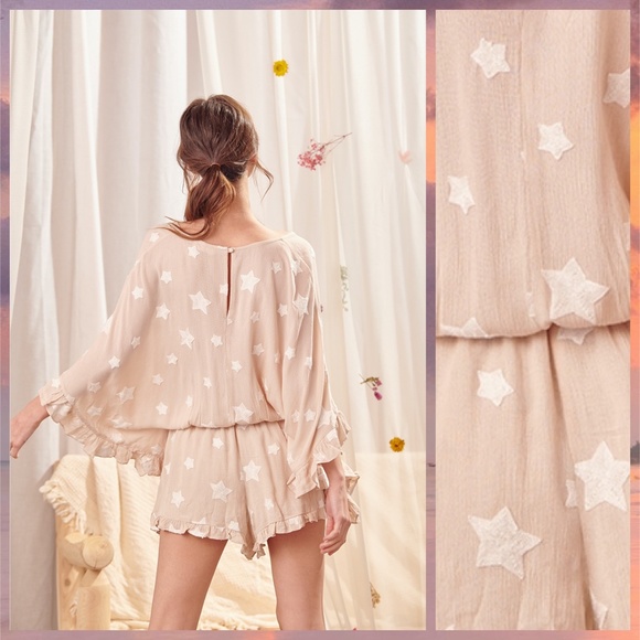 📌 STORIA Stars Sexy Up-Market Silky Romper Statement Sleeves Lined Ruffle Trim - Picture 2 of 11